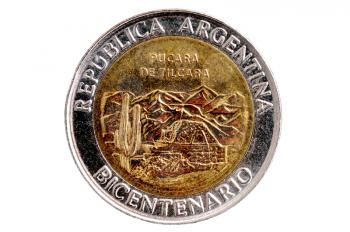 Macro shot of an Argentinian Peso coin