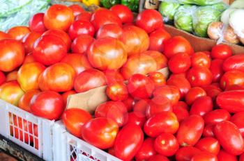 Fresh tomatoes in a rural latin american market