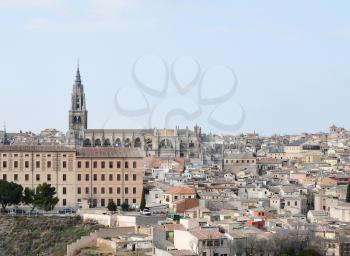 TOLEDO-SPAIN-FEB 20, 2019:The Primate Cathedral of Saint Mary of Toledo is a Roman Catholic church in Toledo, Spain. It is the seat of the Metropolitan Archdiocese of Toledo.