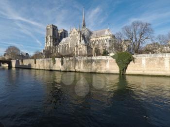 Notre Dame Cathedral seen from across the Siene, Paris     