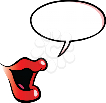 Royalty Free Clipart Image of Lips with a Speech Bubble