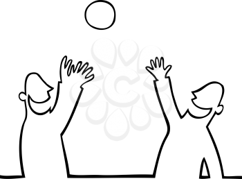 Royalty Free Clipart Image of Two People Playing with a Ball