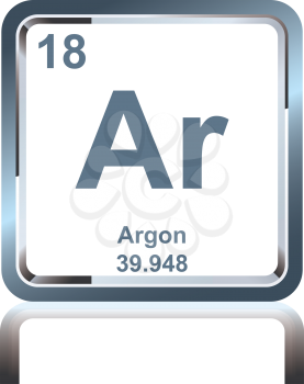 Symbol of chemical element argon as seen on the Periodic Table of the Elements, including atomic number and atomic weight.