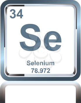 Symbol of chemical element selenium as seen on the Periodic Table of the Elements, including atomic number and atomic weight.
