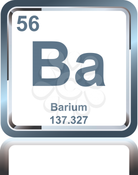 Symbol of chemical element barium as seen on the Periodic Table of the Elements, including atomic number and atomic weight.