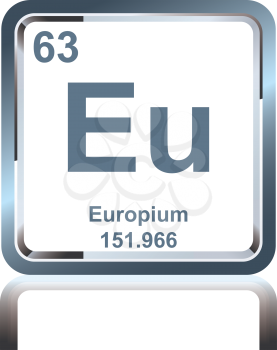Symbol of chemical element europium as seen on the Periodic Table of the Elements, including atomic number and atomic weight.