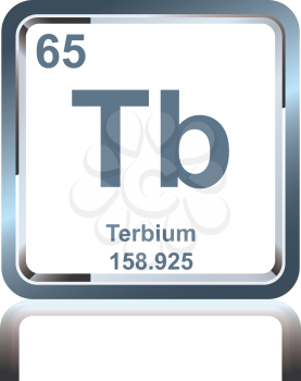 Symbol of chemical element terbium as seen on the Periodic Table of the Elements, including atomic number and atomic weight.