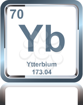 Symbol of chemical element ytterbium as seen on the Periodic Table of the Elements, including atomic number and atomic weight.