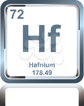 Symbol of chemical element hafnium as seen on the Periodic Table of the Elements, including atomic number and atomic weight.