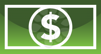 Dollar bill icon in fresh green colors. Minimalistic design.