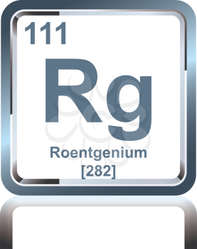 Symbol of chemical element roentgenium as seen on the Periodic Table of the Elements, including atomic number and atomic weight.