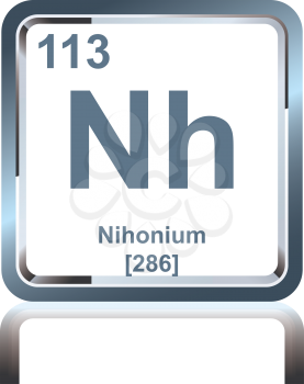 Symbol of chemical element nihonium as seen on the Periodic Table of the Elements, including atomic number and atomic weight.