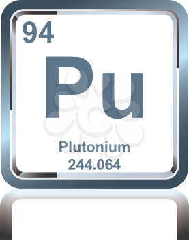 Symbol of chemical element plutonium as seen on the Periodic Table of the Elements, including atomic number and atomic weight.