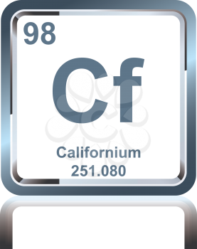 Symbol of chemical element californium as seen on the Periodic Table of the Elements, including atomic number and atomic weight.
