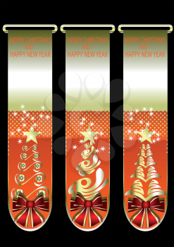  Banners with Christmas trees and gold stars