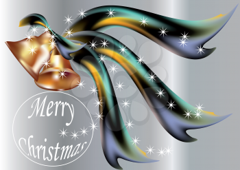 Merry Christmas. New Year background with bells and ribbons