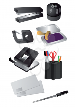 office supplies isolated on the white backgrouns