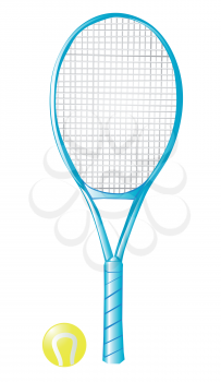 tennis racket with ball isolated on the white background