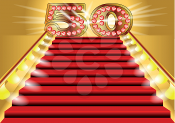 50 years anniversary. symbol on the lighted stairs