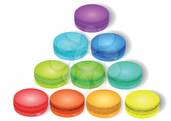 multicolored macaroons isolated on a white background