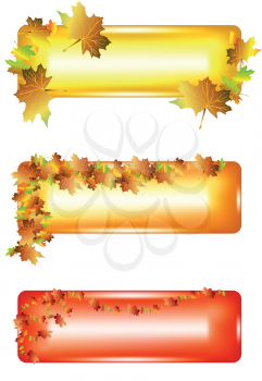 metal banner with autumn leaves isolated on white