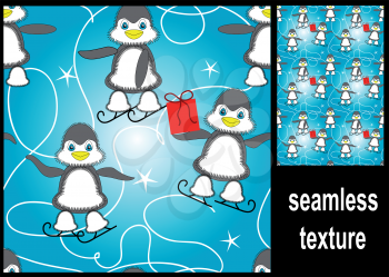 Penguins. Festive seamless texture in 10 EPS