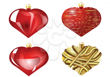 set of christmas heart isolated on white