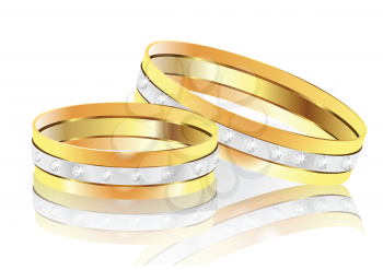 wedding rings on white background. 10 EPS