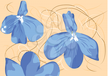lobelia. three blue flowers on abstract background