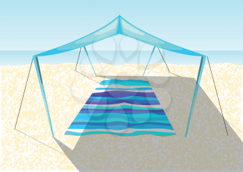 beach tent on a sand of sea coast
