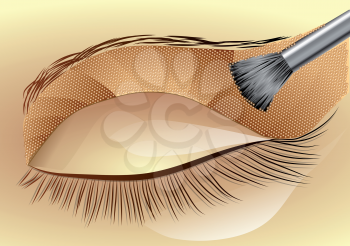 eyeshadow. woman's eye with abstract eyeshadow and brush