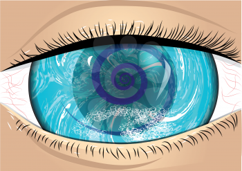 iris of eye. abstract human eye with whirlpool