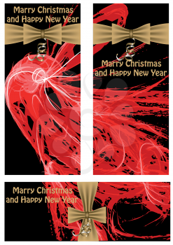 Christmas abstract banners. 3  dark Christmas banners isolated on white background