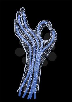 robotics. abstract artificial hand isolated on black