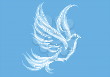 dove on blue. symbol of peace and love