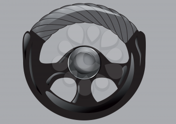 steering wheel of car isolated on gray background
