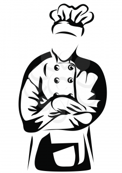 chef folded arms. silhouette isolated on white