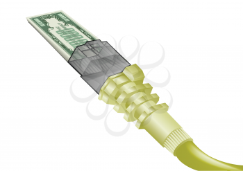 cable money isolated on a white background