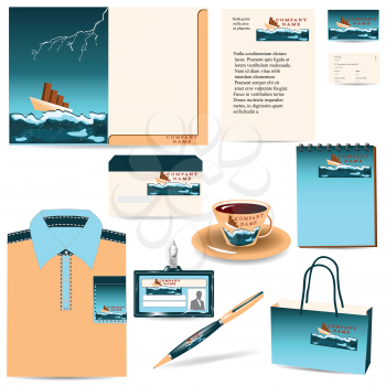 presents with business ship. design for stationery and t-shirts