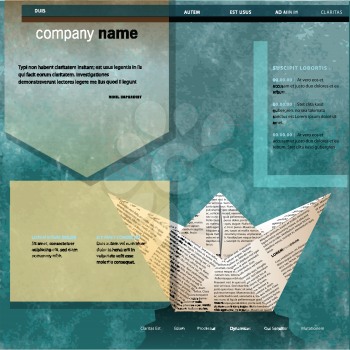 template with paper boat for web site