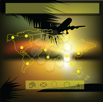 template with aircraft and trasparent web icon