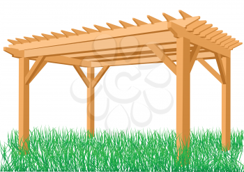 wooden pergola isolated on a white background