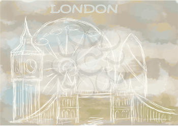 london. abstract cityscape on abstract sky background
