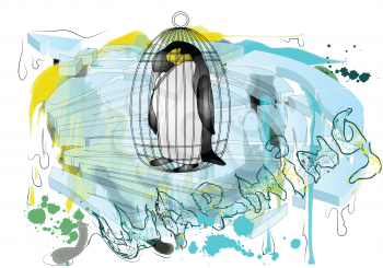 polar ice and penguin. concept of global warming. 10 EPS