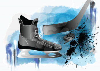 hockey skate in abstract molticolor grunge background