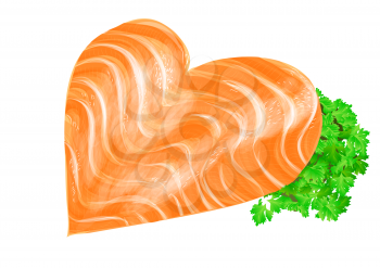salmon heart isolated on a white background