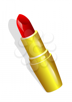lipstick in gold tube isolated on a white background