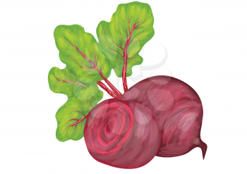 beetroot with leaves isolated on white background