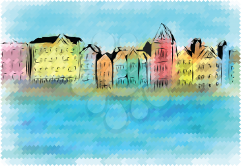 curacao. abstract city on multicolor background