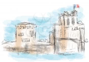 La Rochelle. abstract illustration on multicolor background
